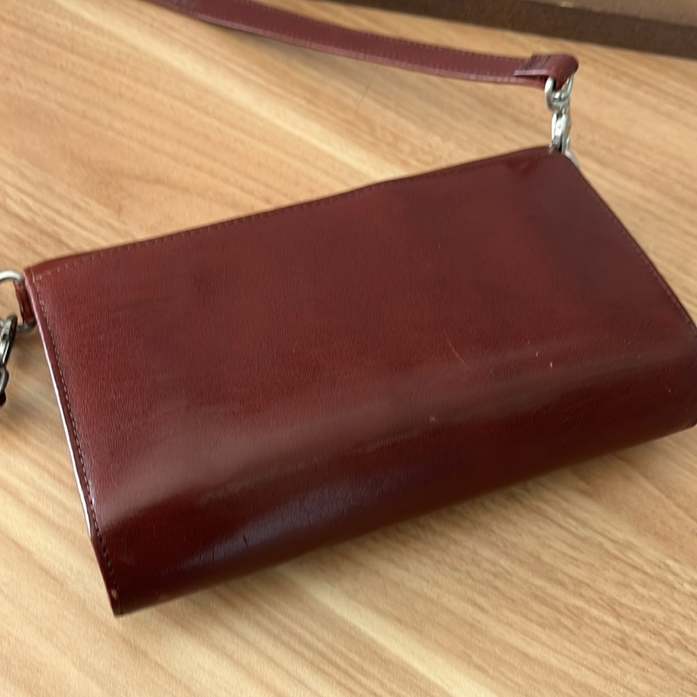 HOBO Burgundy Leather Crossbody Clutch - Picture 3 of 10
